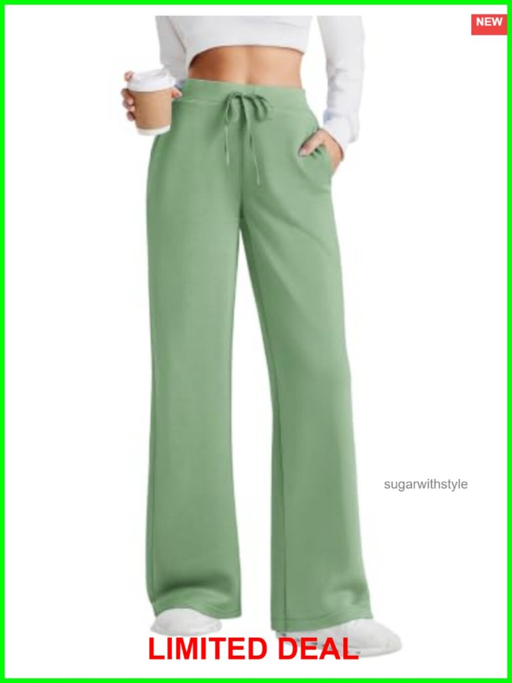 Wide Leg Baggy Sweatpants High Waist Drawstring Pockets Lounge
